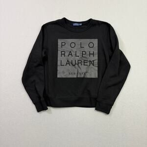 Polo Ralph Lauren Tonal Rubber Print Sweatshirt Women's Large Black Crewneck